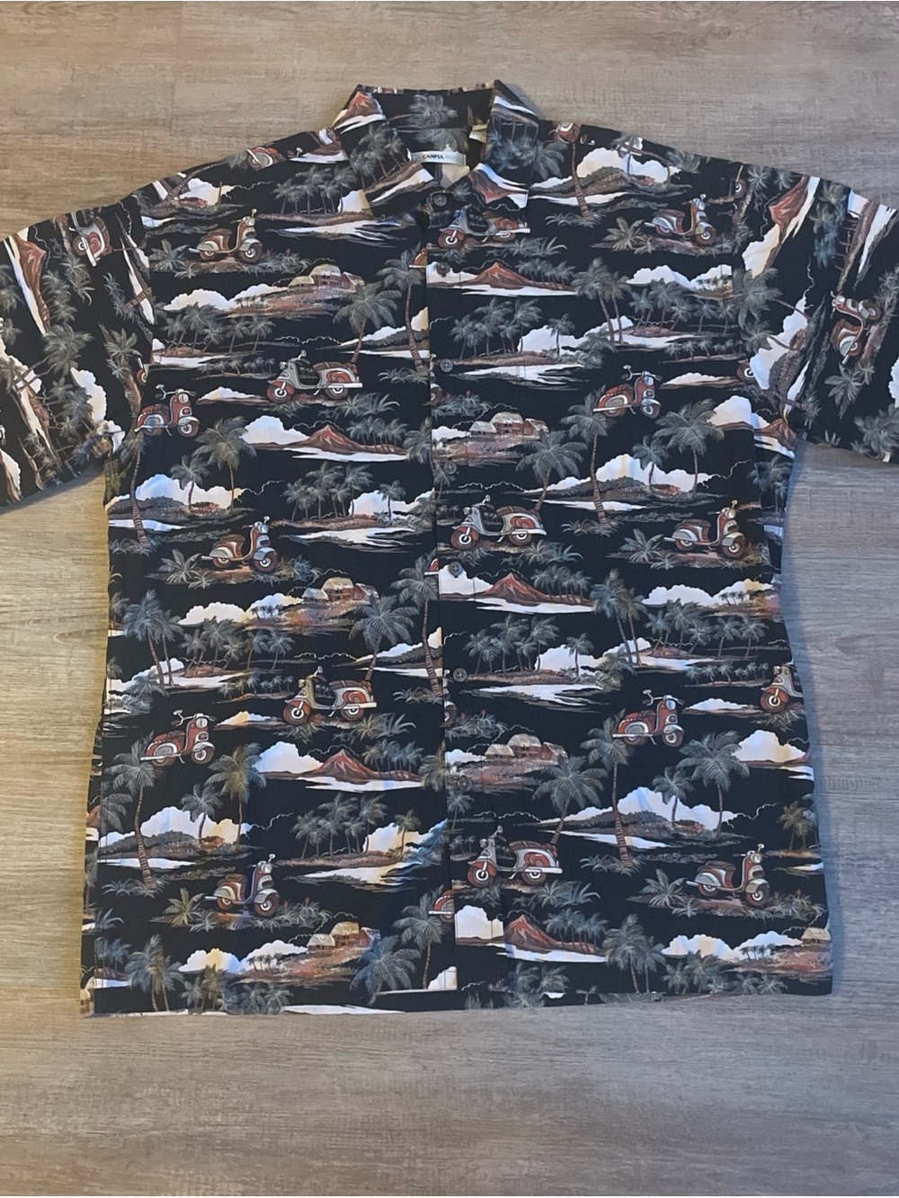Campia Moda button up Hawaiian shirt motorcycle beach large short sleeve
